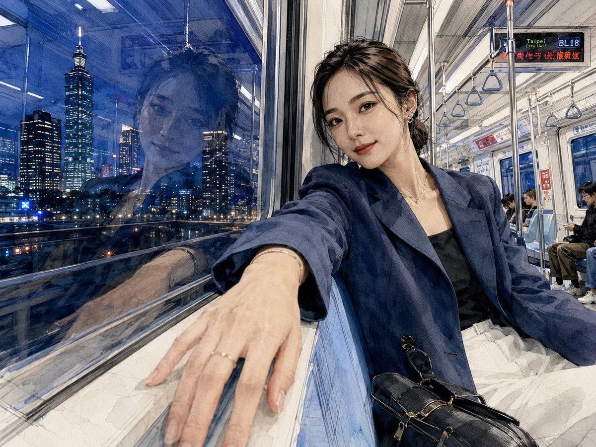 Taipei MRT Night Selfie
