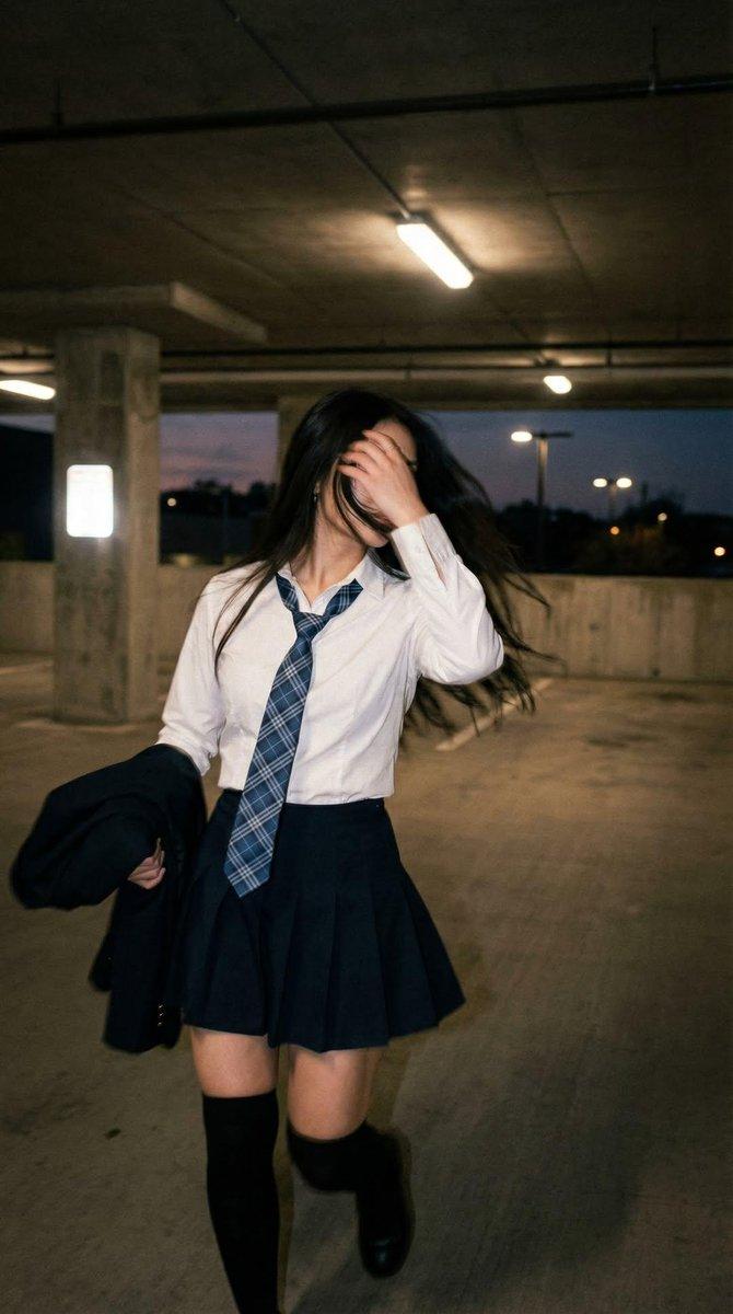 Cinematic Schoolgirl Parking Garage