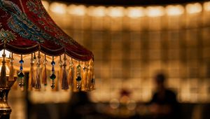 Ornate Peacock Lampshade Close-Up AI image template preview