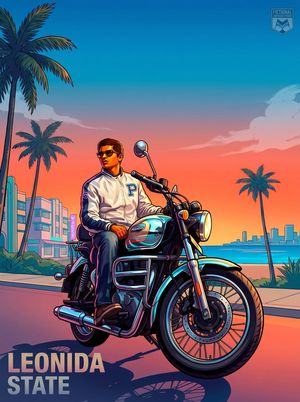 GTA VI Motorcycle Character Poster AI image template preview