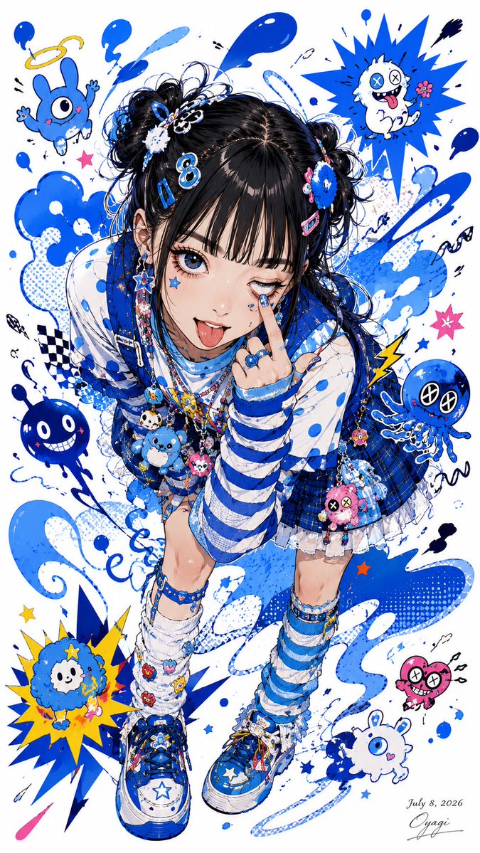 Blue Decora Anime Girl Poster