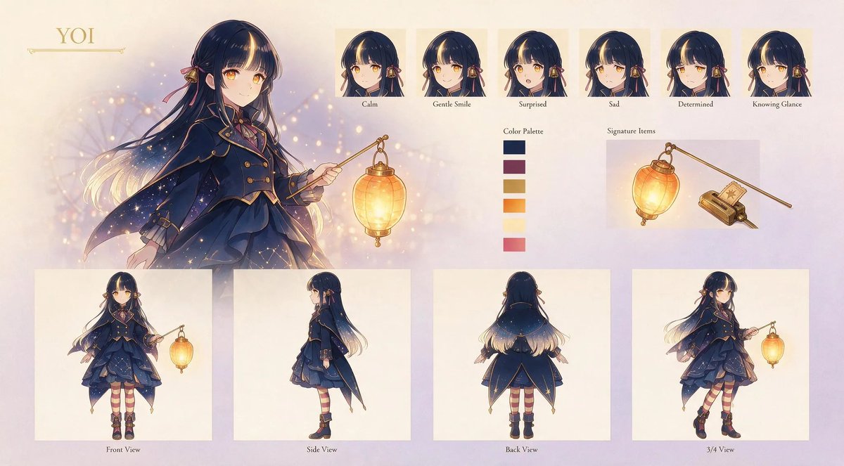 Anime Lantern Girl Character Sheet