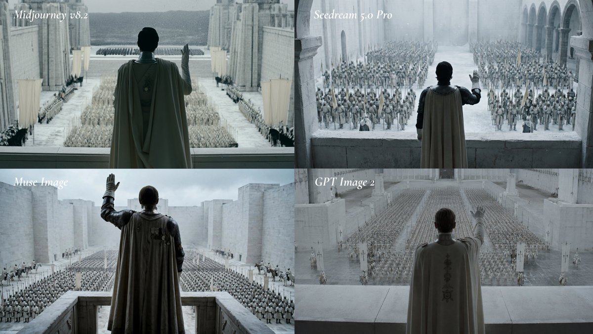 Cinematic AI Model Comparison Grid