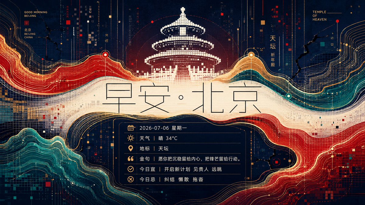Futuristic Good Morning Beijing Poster