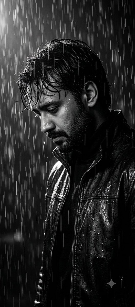 Comic / Storyboard - Cinematic B&W Noir Rain Portrait - Image 1