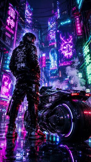Cyberpunk Neon Street Racer AI image template preview