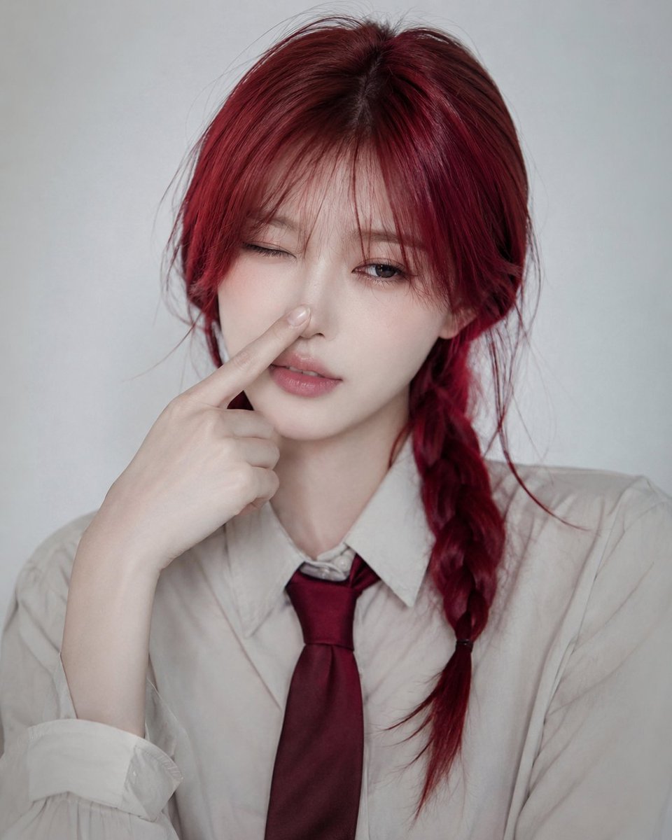 Crimson Braid Japanese Office Style Portrait