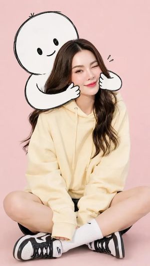 Minimalist Fashion Portrait with Cartoon AI image template preview