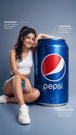 Surreal Giant Beverage Can Advertisement AI image template preview