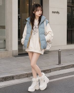 Y2K Casual Street Hoodie Outfit AI image template preview