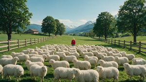 Alpine Meadow Sheep Flock AI image template preview