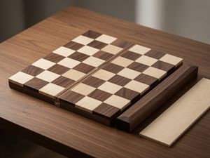 Wooden Travel Chessboard AI image template preview