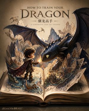 Dragon Pop-Up Storybook Poster AI image template preview