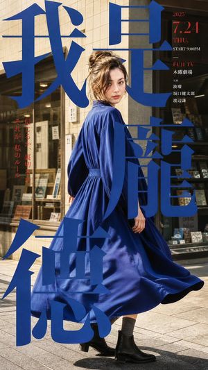 Japanese Drama Street Poster AI image template preview