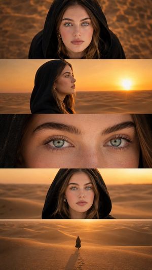 Cinematic Multi-Panel Character Collage AI image template preview