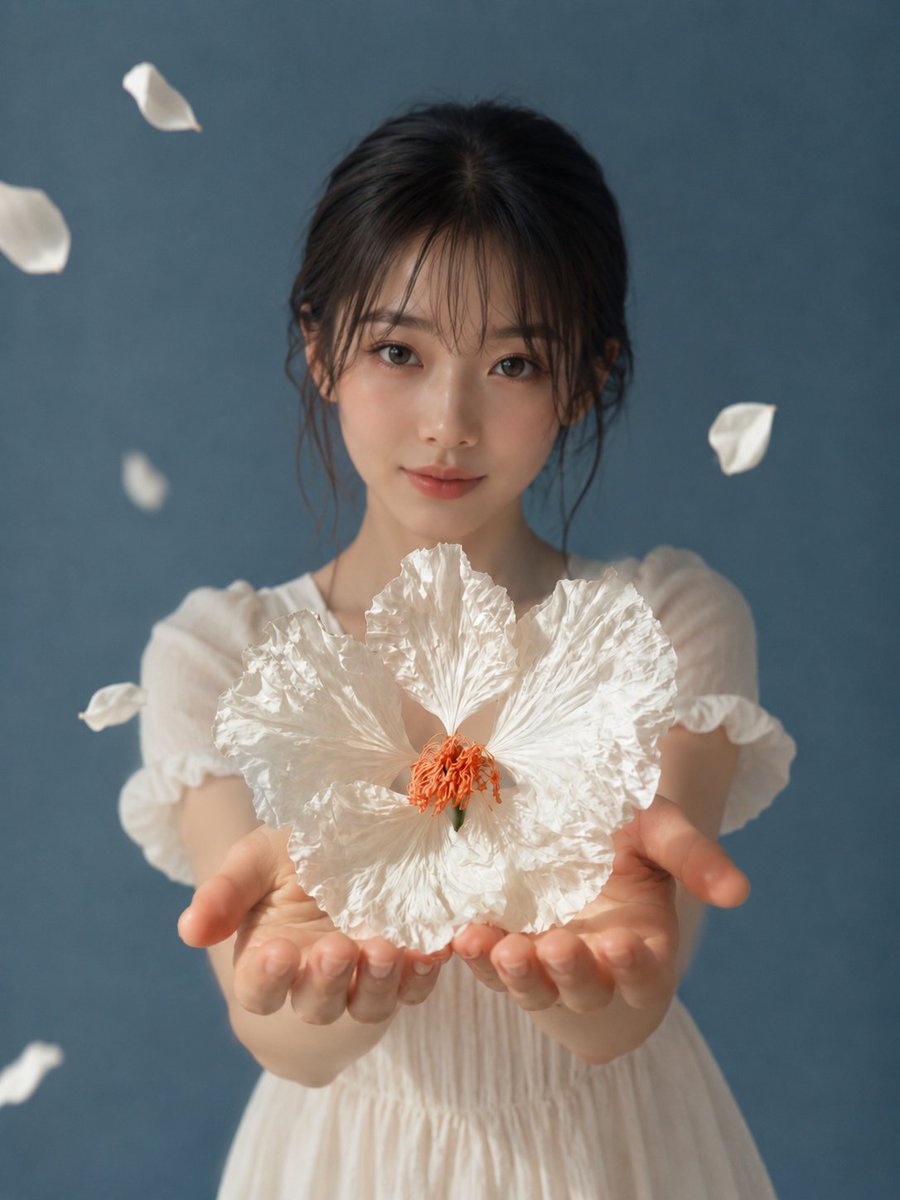 White Flower in Palm Portrait