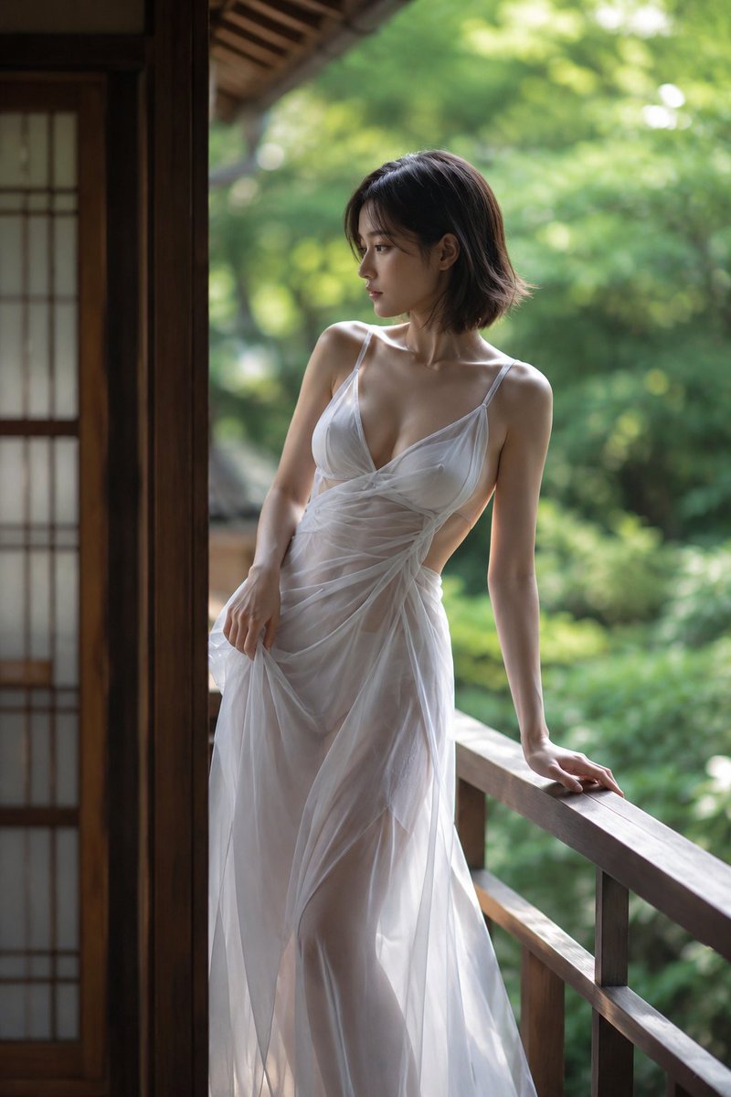 Japanese Veranda Portrait with Greenery