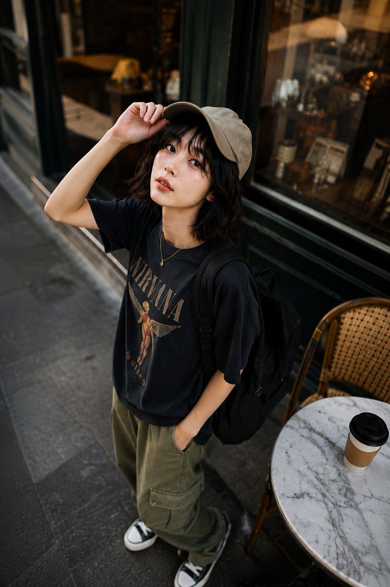 High-Angle Café Street Portrait