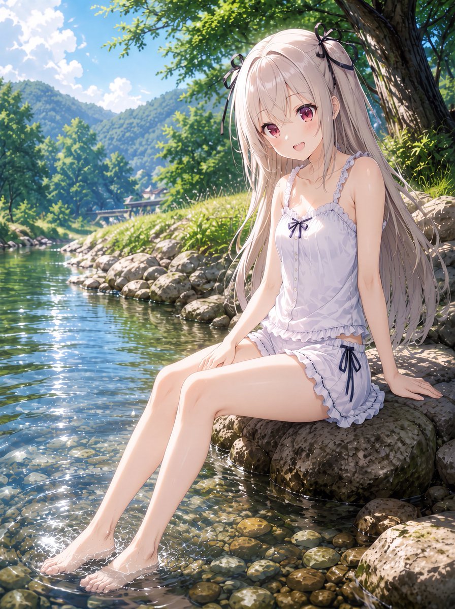 Anime Girl by Mountain Stream