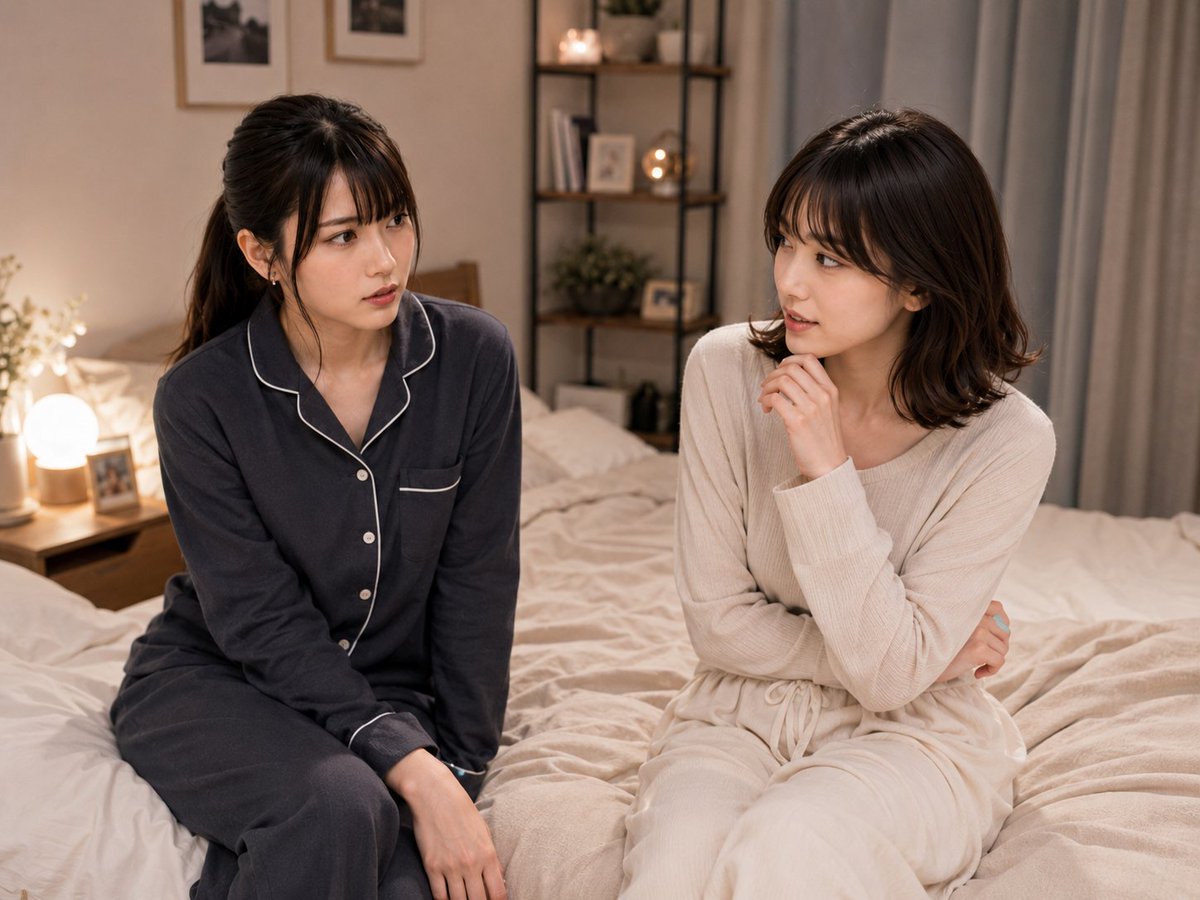 Cozy Loungewear Bedroom Conversation