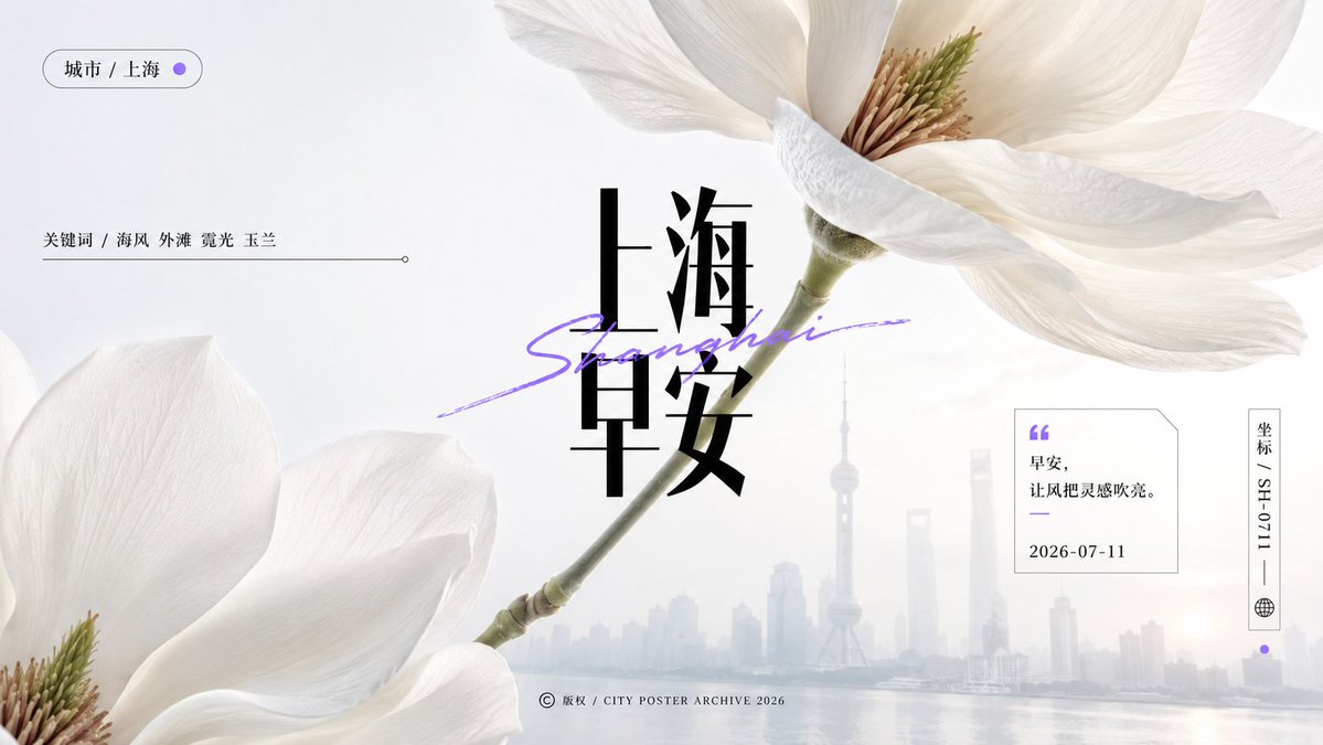 Shanghai Magnolia Good Morning Poster