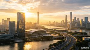 Guangzhou Sunset Skyline — Create an ultra-realistic aerial cityscape photograph of {argument name="city" default="Guangzhou, C…