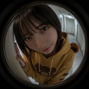 Fisheye Peephole Hoodie Portrait AI image template preview