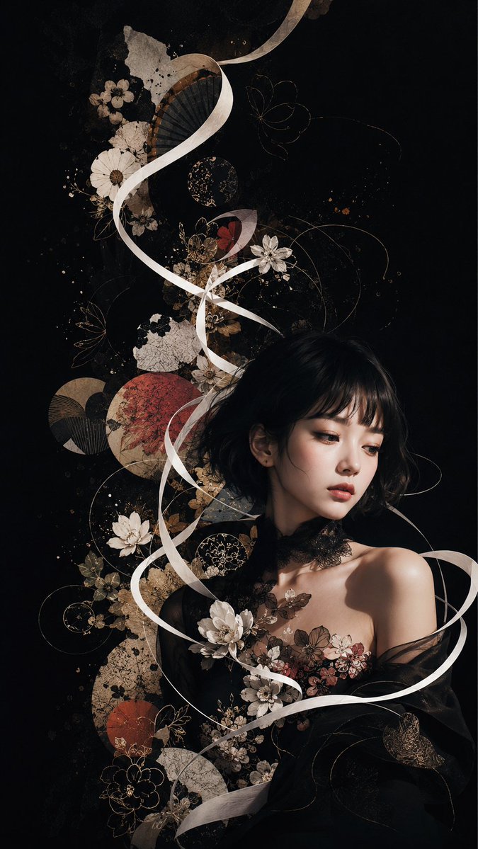 Dark Floral Japanese Editorial Portrait