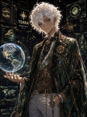 Terra Geologic Archivist Portrait — Create a highly detailed vertical anime fantasy sci-fi portrait of {argument name="character name" d…