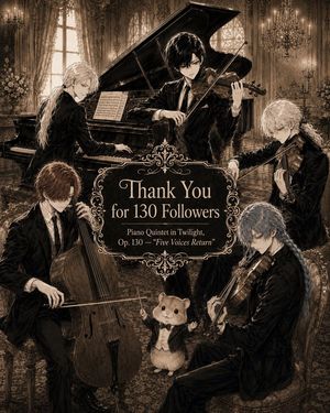 Sepia Gothic Quintet Thank You Poster — Goal: Create an ornate sepia gothic-anime celebration poster for {argument name="follower milestone"…