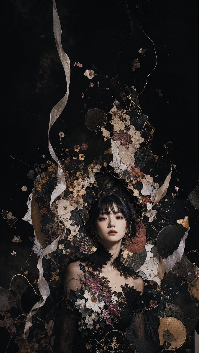 Dark Floral Kimono Portrait example 3