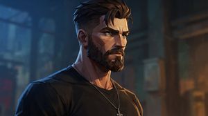 Cinematic Bearded Man Portrait AI image template preview