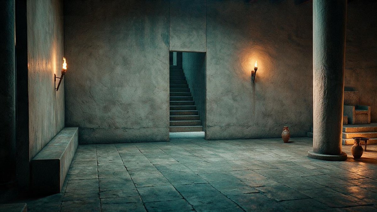 Ancient Torchlit Stone Antechamber