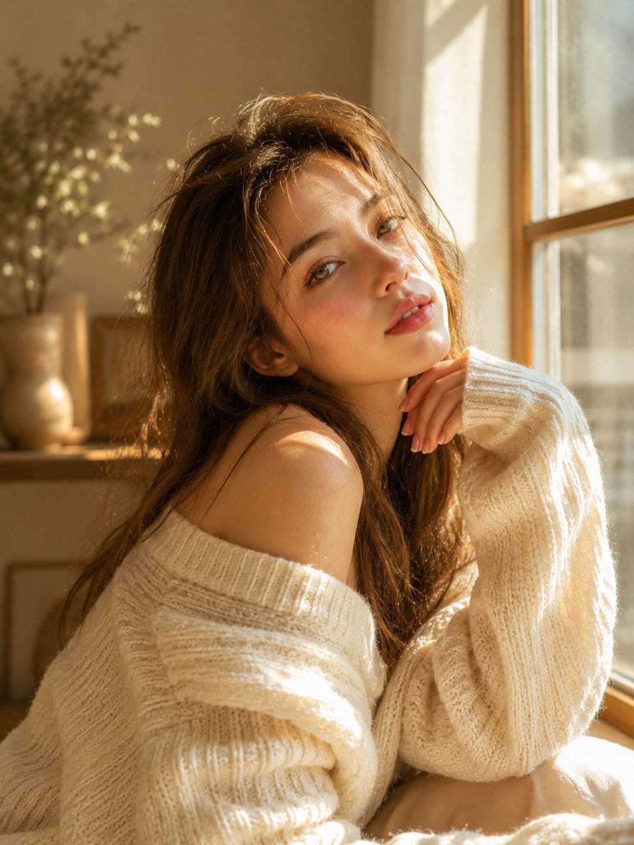 Dreamy Sunlit Window Portrait