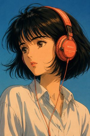 80s Retro Anime City Pop Portrait AI image template preview