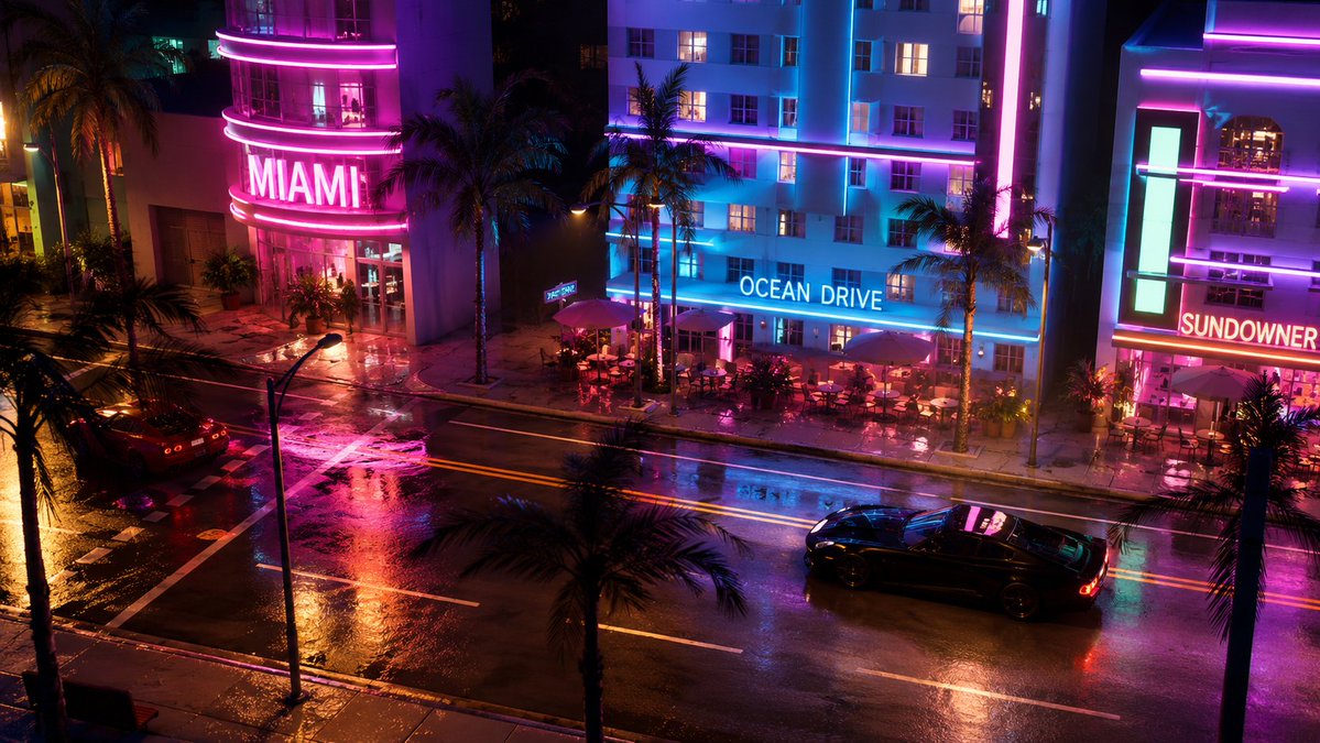 Miami Nightlife Scene Stylization