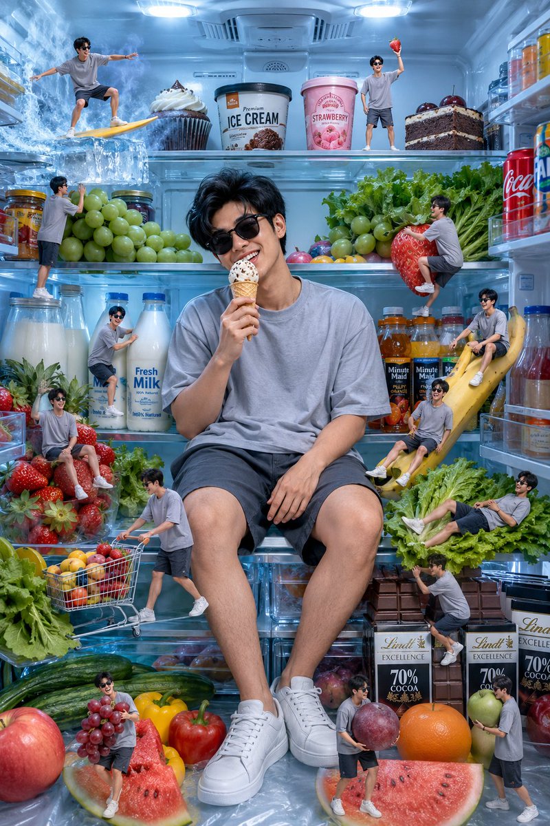 Miniature Man Inside Luxury Refrigerator