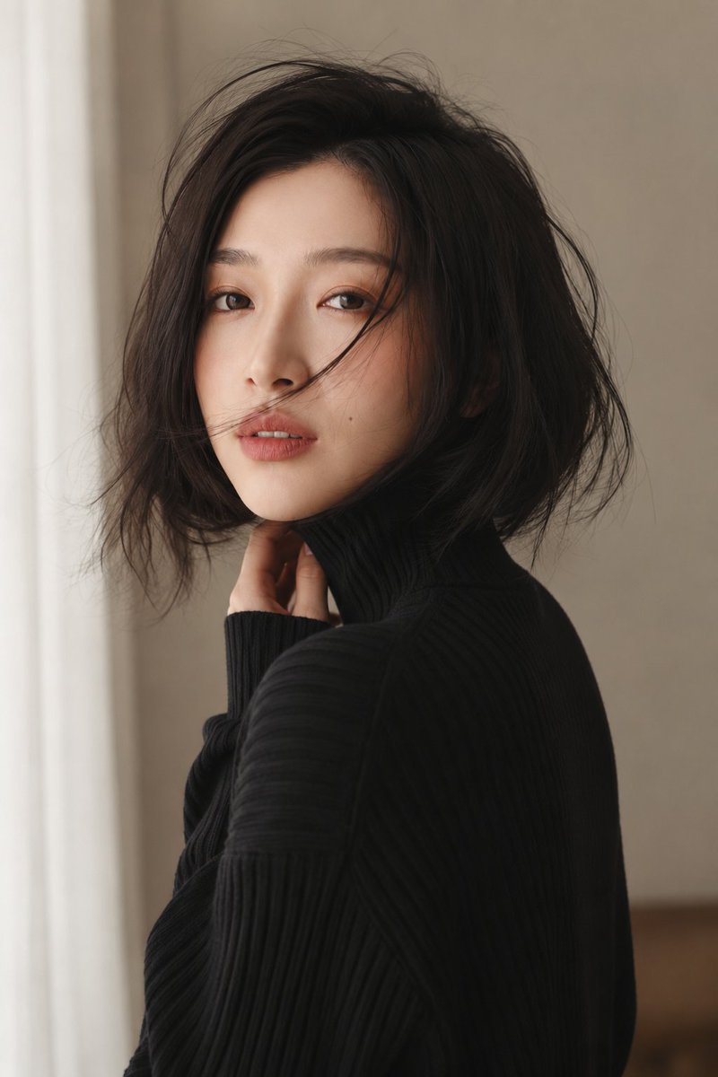 Soft Studio Portrait in Black Turtleneck example 2