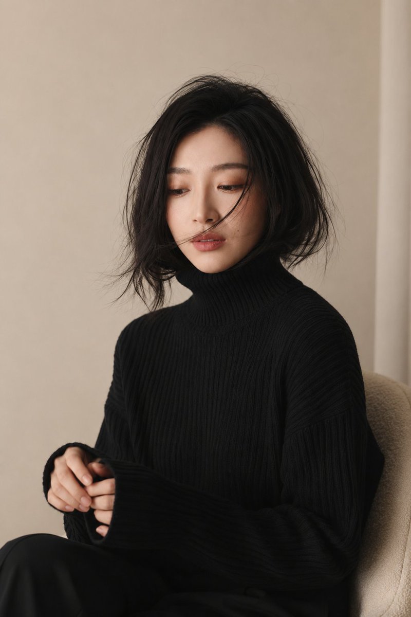 Soft Studio Portrait in Black Turtleneck example 3