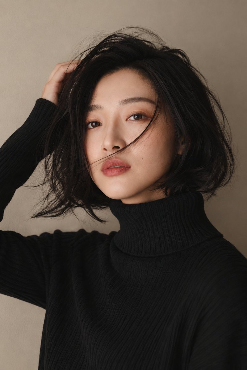 Soft Studio Portrait in Black Turtleneck example 4