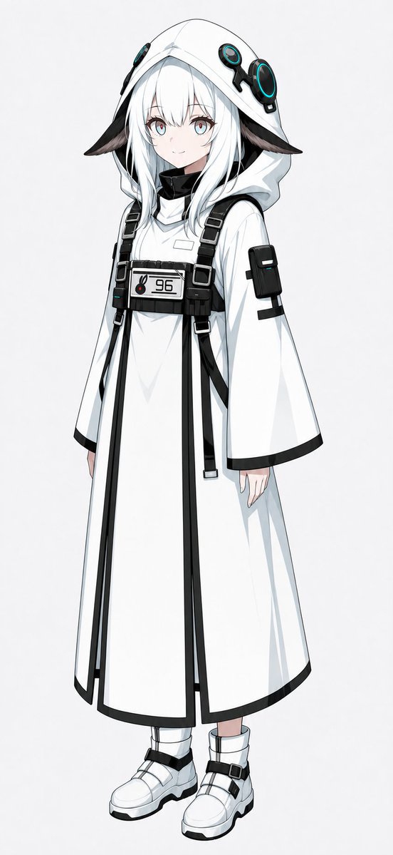 Futuristic White Hooded Anime Girl
