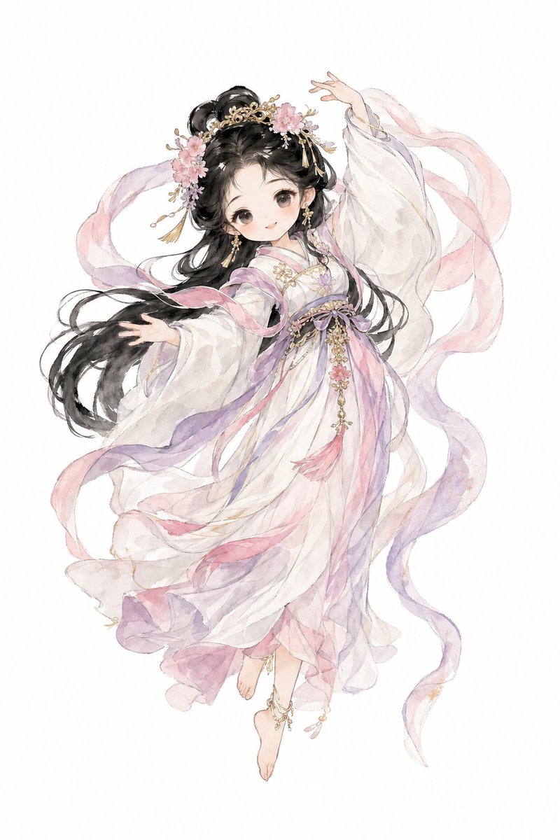 Watercolor Hanfu Celestial Princess