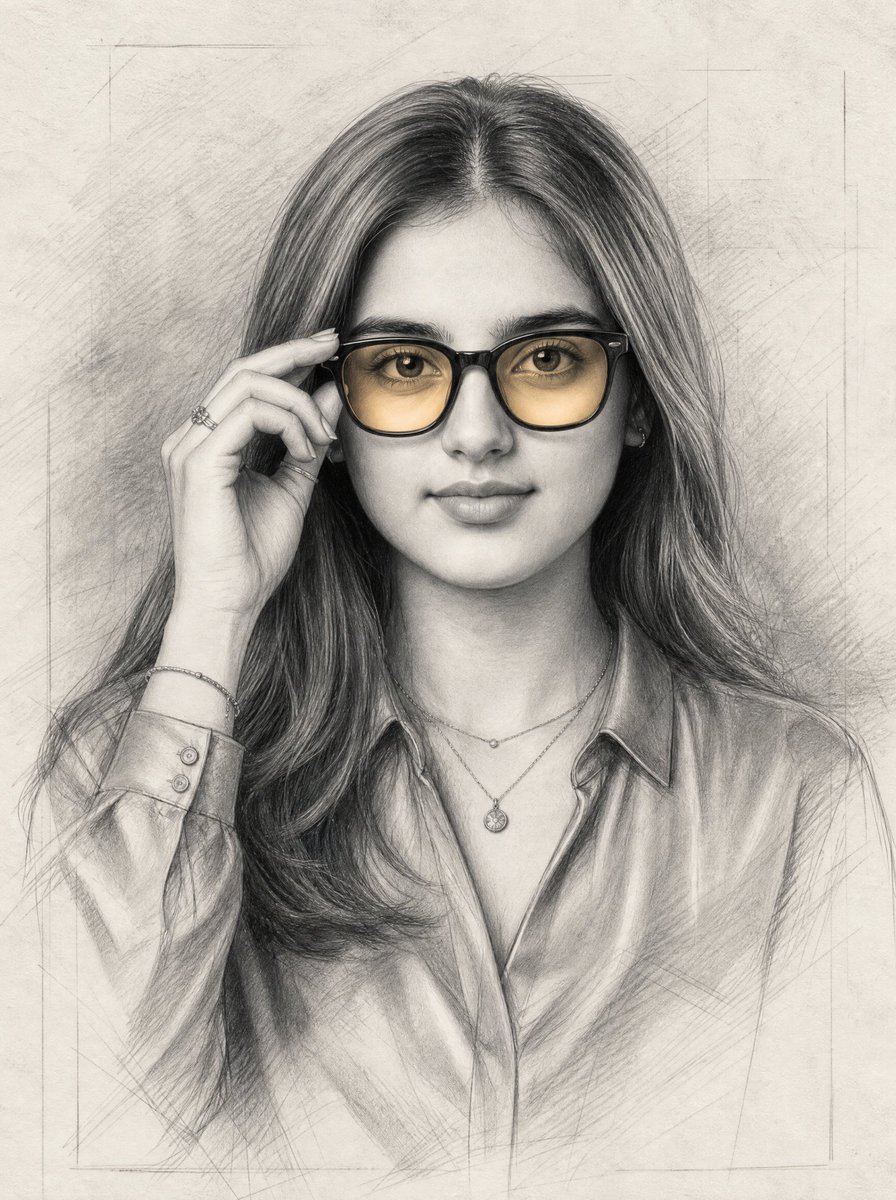 Graphite Portrait with Amber Glasses