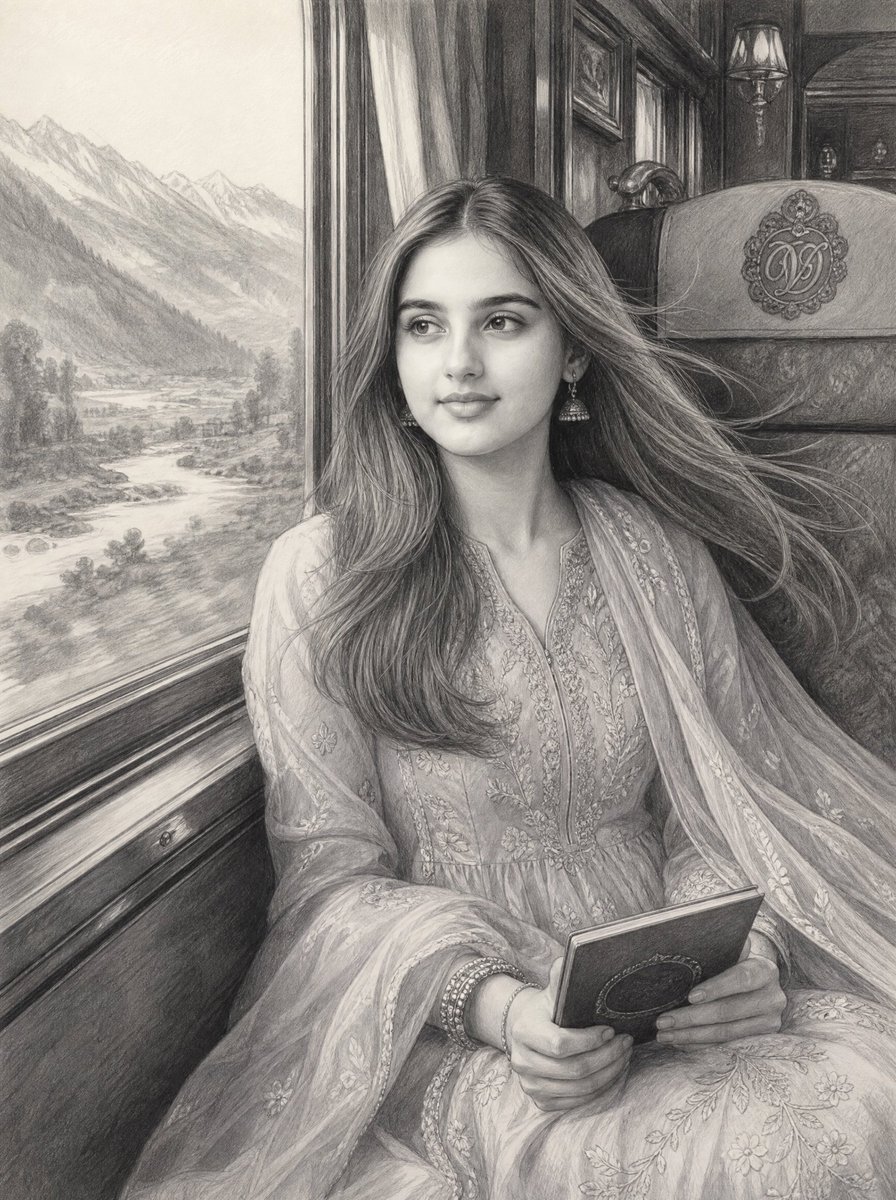 Vintage Train Graphite Portrait