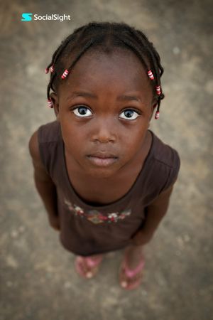 Overhead Documentary Portrait of a Young Girl AI image template preview