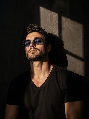 Dramatic Low-Key Portrait with Window Light — A dramatic, low-key portrait of a {argument name="subject" default="young man"} use image for face reference with 