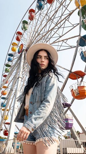 Boho-Chic Summer Ferris Wheel Portrait AI image template preview