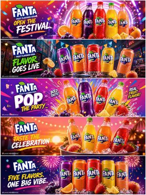 Five-Panel Beverage Marketing Campaign AI template preview