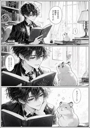 Sol Reading to Hamster AI image template preview