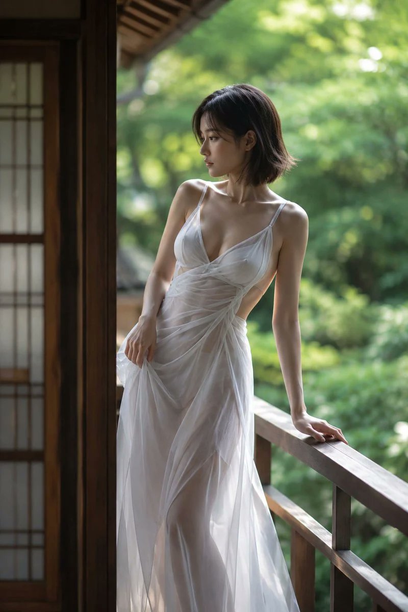 Japanese Woman on Traditional Veranda Portrait